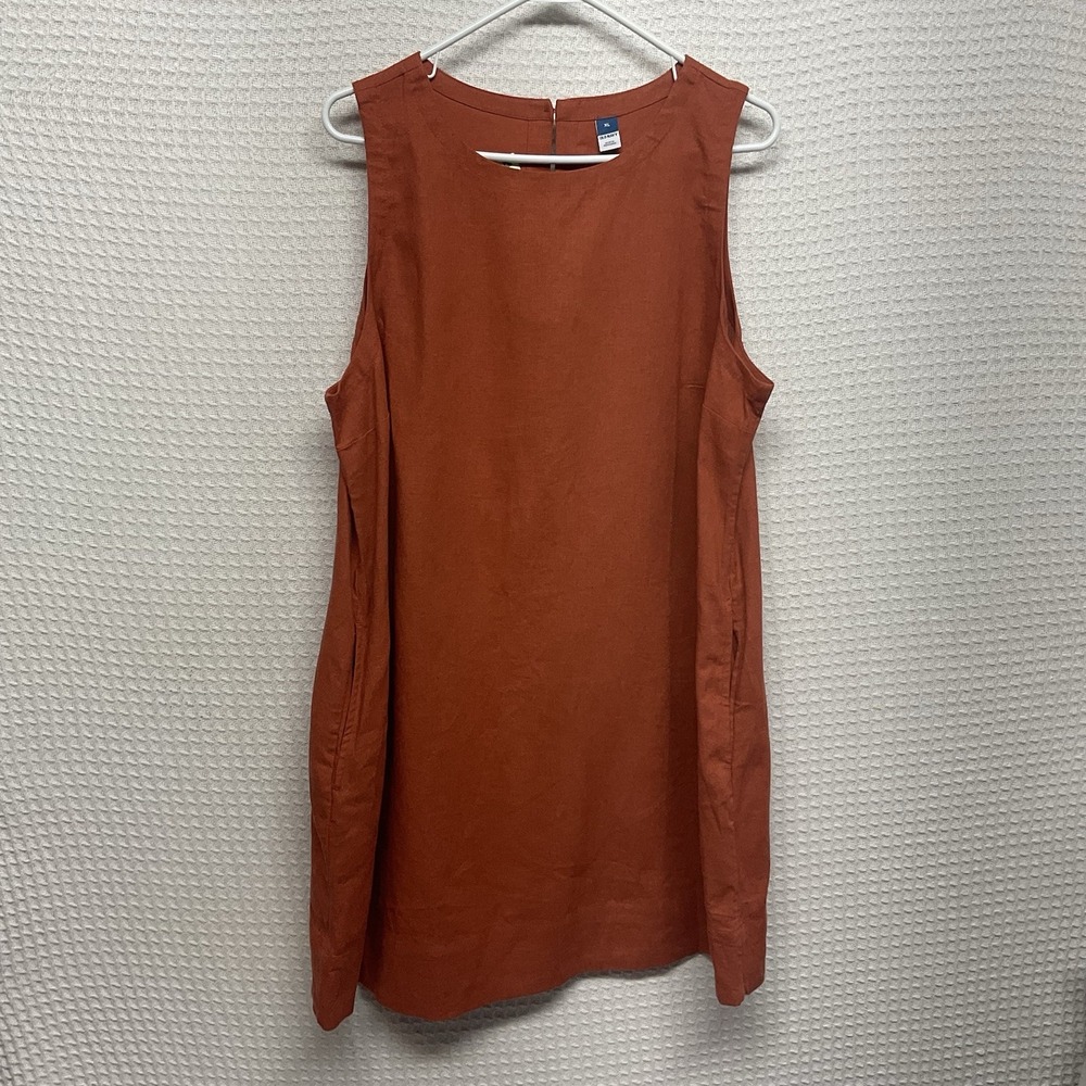 Old Navy Mini Shift Dress Womens XL Gingerspice Orange Sleeveless Linen-Blend